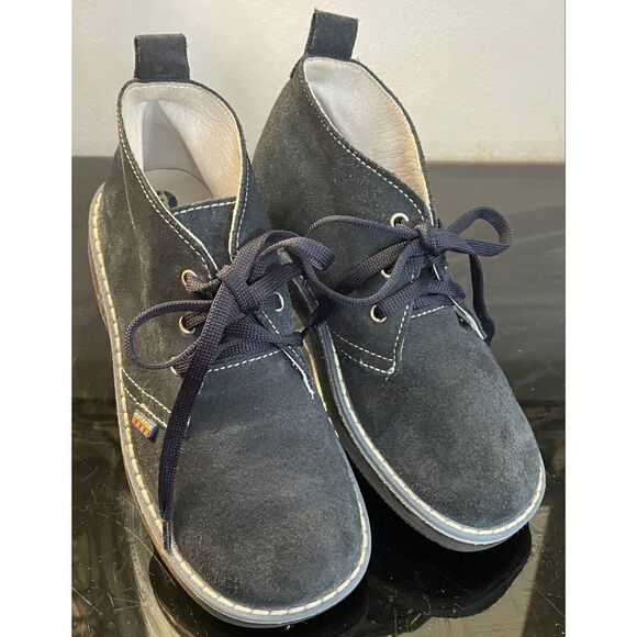 Melania Blue Suede Ankle Boots Toddler Size 29/11.5 Medium Made in Italy - Picture 1 of 12
